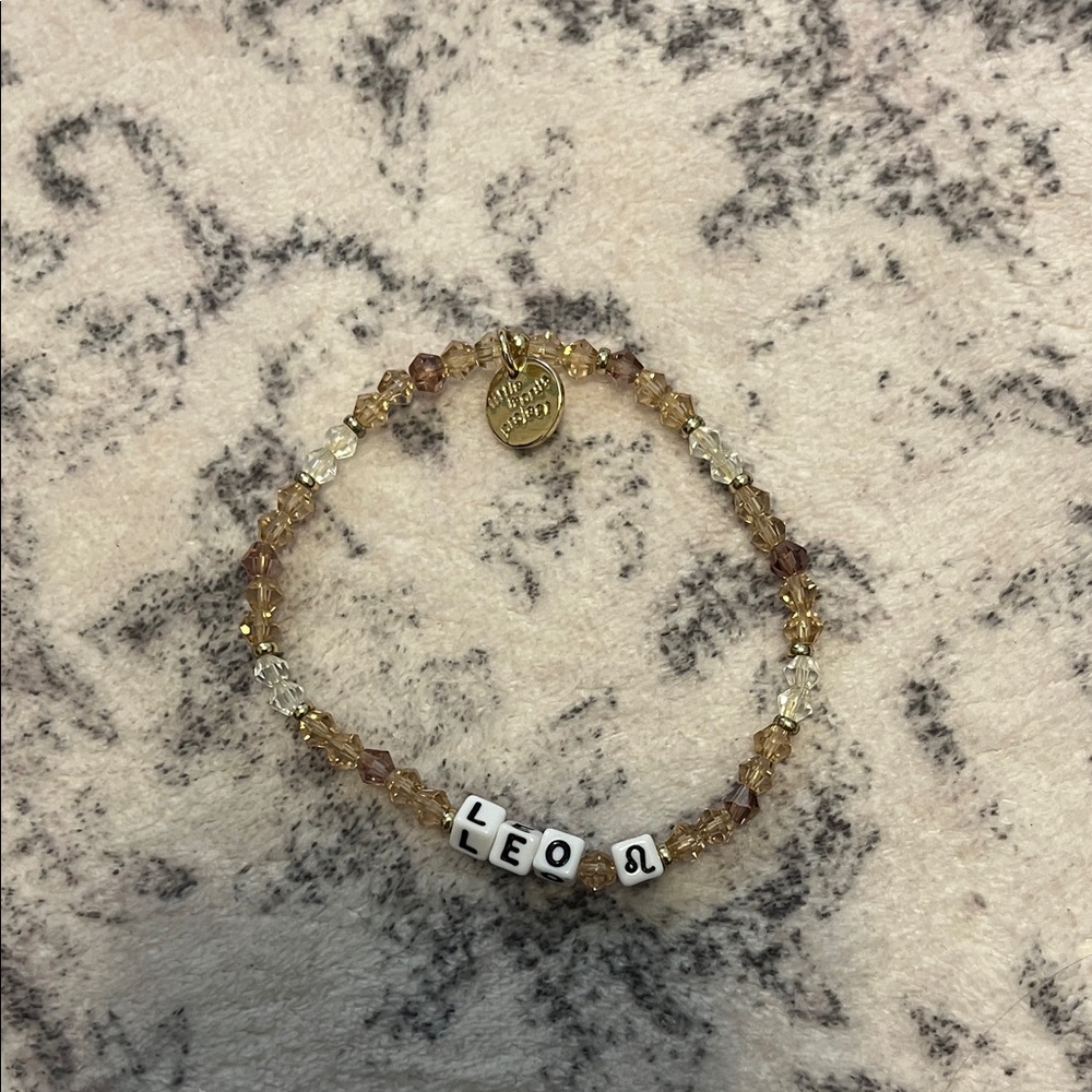 Gold and Brown Beaded Leo Bracelet